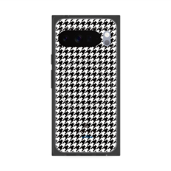 プレミアムスクエアケース with Pixelsnap［ Houndstooth Pattern Black with LANVIN en Bleu logo- ランバン 千鳥格子柄 ブラック ］