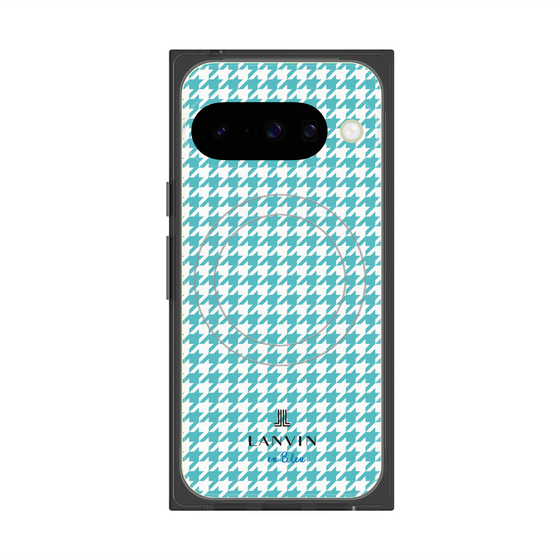 プレミアムスクエアケース with Pixelsnap［ Houndstooth Pattern Blue with LANVIN en Bleu logo- ランバン 千鳥格子柄 ブルー ］