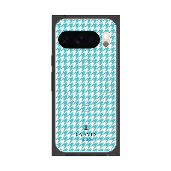 プレミアムスクエアケース with Pixelsnap［ Houndstooth Pattern Blue with LANVIN en Bleu logo- ランバン 千鳥格子柄 ブルー ］