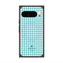 プレミアムスクエアケース with Pixelsnap［ Houndstooth Pattern Blue with LANVIN en Bleu logo- ランバン 千鳥格子柄 ブルー ］