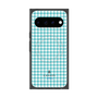 プレミアムスクエアケース with Pixelsnap［ Houndstooth Pattern Blue with LANVIN en Bleu logo- ランバン 千鳥格子柄 ブルー ］