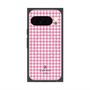 プレミアムスクエアケース with Pixelsnap［ Houndstooth Pattern Pink with LANVIN en Bleu logo- ランバン 千鳥格子柄 ピンク ］