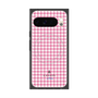 プレミアムスクエアケース with Pixelsnap［ Houndstooth Pattern Pink with LANVIN en Bleu logo- ランバン 千鳥格子柄 ピンク ］