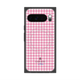プレミアムスクエアケース with Pixelsnap［ Houndstooth Pattern Pink with LANVIN en Bleu logo- ランバン 千鳥格子柄 ピンク ］