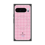 プレミアムスクエアケース with Pixelsnap［ Houndstooth Pattern Pink with LANVIN en Bleu logo- ランバン 千鳥格子柄 ピンク ］