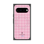 プレミアムスクエアケース with Pixelsnap［ Houndstooth Pattern Pink with LANVIN en Bleu logo- ランバン 千鳥格子柄 ピンク ］