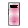 プレミアムスクエアケース with Pixelsnap［ Houndstooth Pattern Pink with LANVIN en Bleu logo- ランバン 千鳥格子柄 ピンク ］