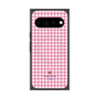 プレミアムスクエアケース with Pixelsnap［ Houndstooth Pattern Pink with LANVIN en Bleu logo- ランバン 千鳥格子柄 ピンク ］