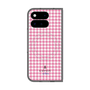 プレミアムスクエアケース with Pixelsnap［ Houndstooth Pattern Pink with LANVIN en Bleu logo- ランバン 千鳥格子柄 ピンク ］