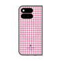 プレミアムスクエアケース with Pixelsnap［ Houndstooth Pattern Pink with LANVIN en Bleu logo- ランバン 千鳥格子柄 ピンク ］