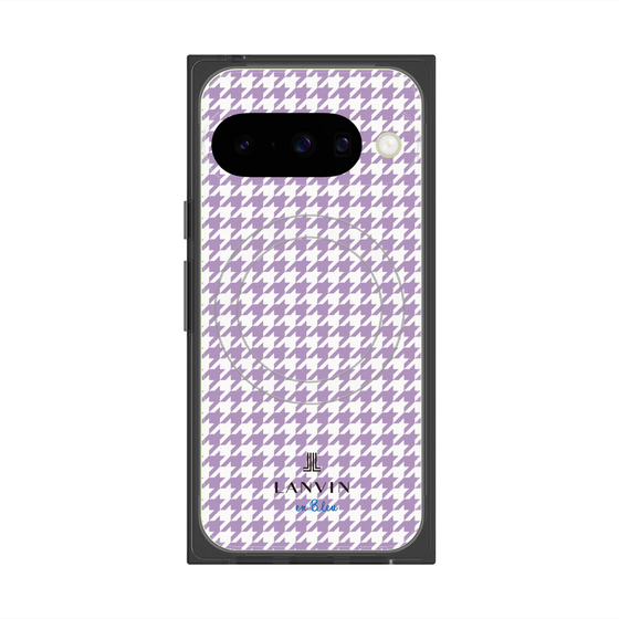 プレミアムスクエアケース with Pixelsnap［ Houndstooth Pattern Purple -with LANVIN en Bleu logo ランバン 千鳥格子柄 パープル ］