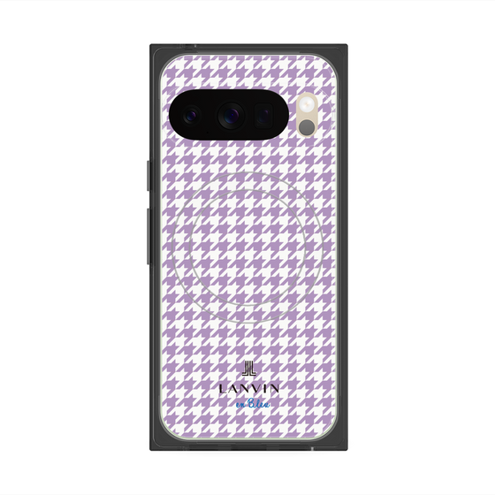 プレミアムスクエアケース with Pixelsnap［ Houndstooth Pattern Purple -with LANVIN en Bleu logo ランバン 千鳥格子柄 パープル ］