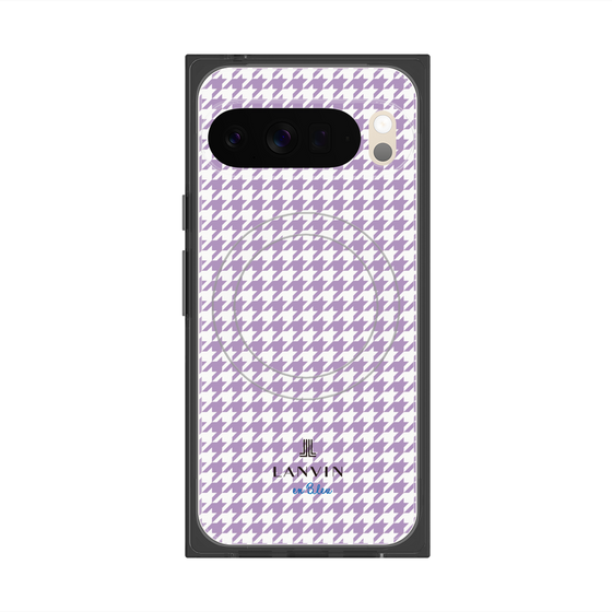 プレミアムスクエアケース with Pixelsnap［ Houndstooth Pattern Purple -with LANVIN en Bleu logo ランバン 千鳥格子柄 パープル ］
