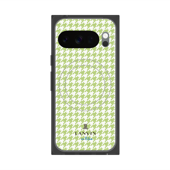 プレミアムスクエアケース with Pixelsnap［ Houndstooth Pattern Green with LANVIN en Bleu logo- ランバン 千鳥格子柄 グリーン ］