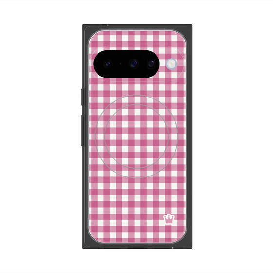 プレミアムスクエアケース with Pixelsnap［ Checkered Pink - ギンガムチェック ピンク ］