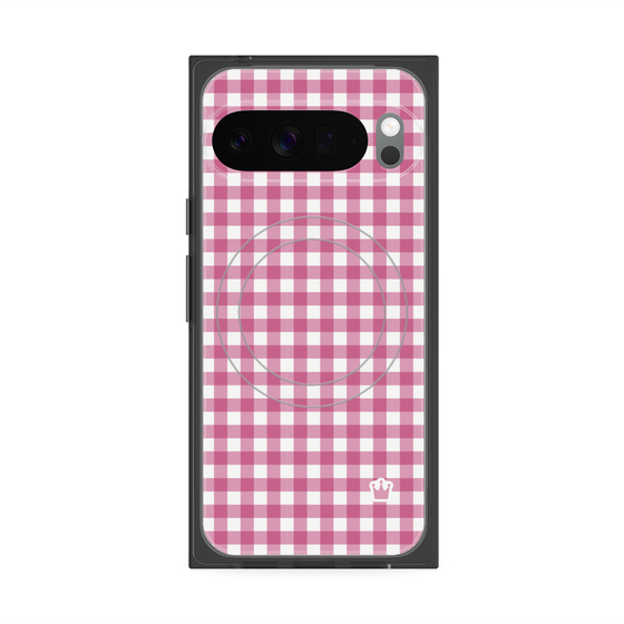 プレミアムスクエアケース with Pixelsnap［ Checkered Pink - ギンガムチェック ピンク ］