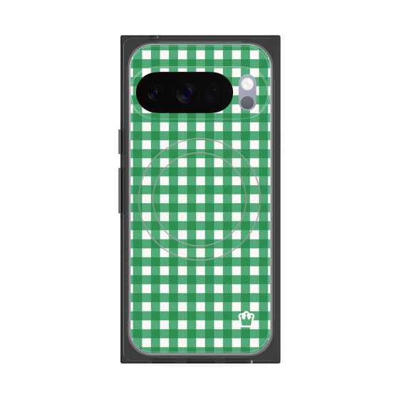 プレミアムスクエアケース with Pixelsnap［ Checkered Green - ギンガムチェック グリーン ］