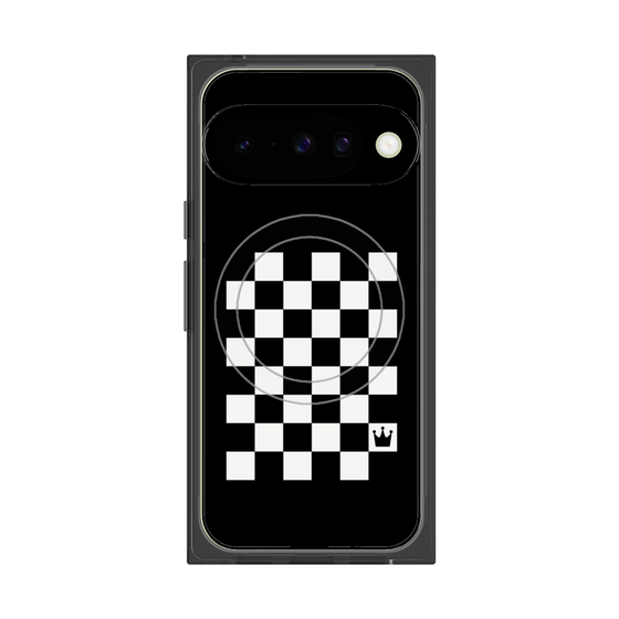 プレミアムスクエアケース with Pixelsnap［ Racing checkered flag - レーシングチェッカーフラッグ ］