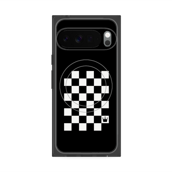 プレミアムスクエアケース with Pixelsnap［ Racing checkered flag - レーシングチェッカーフラッグ ］