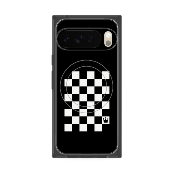 プレミアムスクエアケース with Pixelsnap［ Racing checkered flag - レーシングチェッカーフラッグ ］