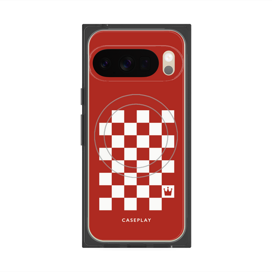 プレミアムスクエアケース with Pixelsnap［ Racing checkered flag Red - レーシングチェッカーフラッグ レッド ］