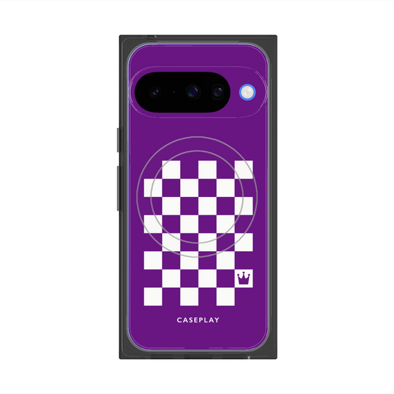 プレミアムスクエアケース with Pixelsnap［ Racing checkered flag Purple - レーシングチェッカーフラッグ パープル ］