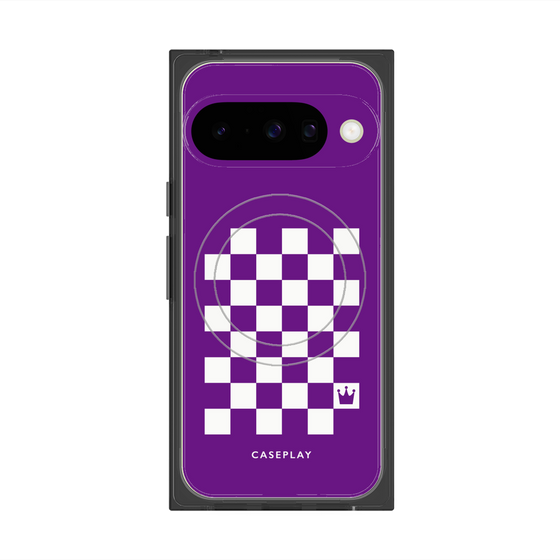 プレミアムスクエアケース with Pixelsnap［ Racing checkered flag Purple - レーシングチェッカーフラッグ パープル ］