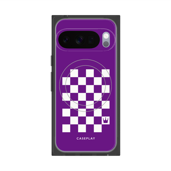 プレミアムスクエアケース with Pixelsnap［ Racing checkered flag Purple - レーシングチェッカーフラッグ パープル ］