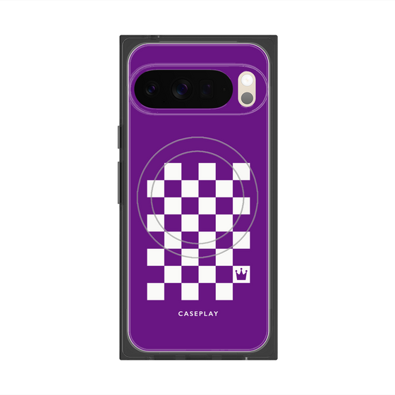 プレミアムスクエアケース with Pixelsnap［ Racing checkered flag Purple - レーシングチェッカーフラッグ パープル ］