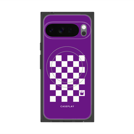 プレミアムスクエアケース with Pixelsnap［ Racing checkered flag Purple - レーシングチェッカーフラッグ パープル ］