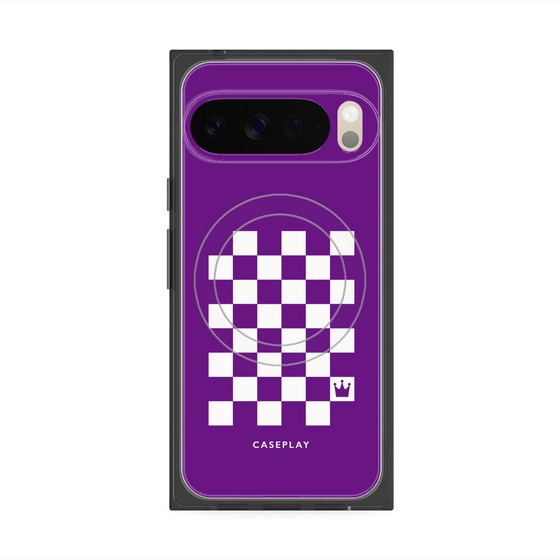 プレミアムスクエアケース with Pixelsnap［ Racing checkered flag Purple - レーシングチェッカーフラッグ パープル ］