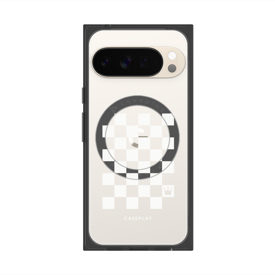 プレミアムスクエアケース with Pixelsnap［ Racing checkered flag White - レーシングチェッカーフラッグ ホワイト ］
