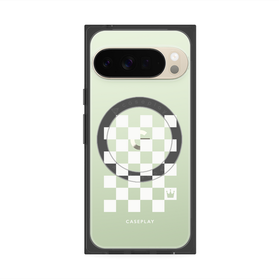 プレミアムスクエアケース with Pixelsnap［ Racing checkered flag White - レーシングチェッカーフラッグ ホワイト ］