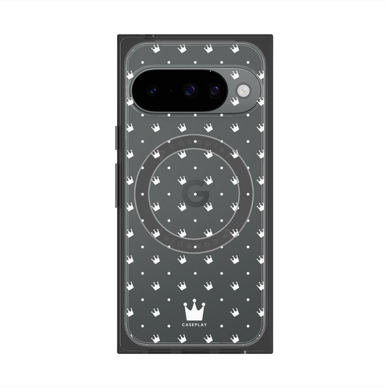 プレミアムスクエアケース with Pixelsnap［ CASEPLAY Crown dots White - ケースプレイ・クラウン・ドッツ ホワイト ］