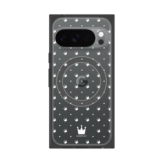 プレミアムスクエアケース with Pixelsnap［ CASEPLAY Crown dots White - ケースプレイ・クラウン・ドッツ ホワイト ］