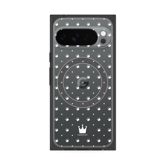 プレミアムスクエアケース with Pixelsnap［ CASEPLAY Crown dots White - ケースプレイ・クラウン・ドッツ ホワイト ］