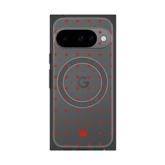 プレミアムスクエアケース with Pixelsnap［ CASEPLAY Crown dots Red - ケースプレイ・クラウン・ドッツ レッド ］
