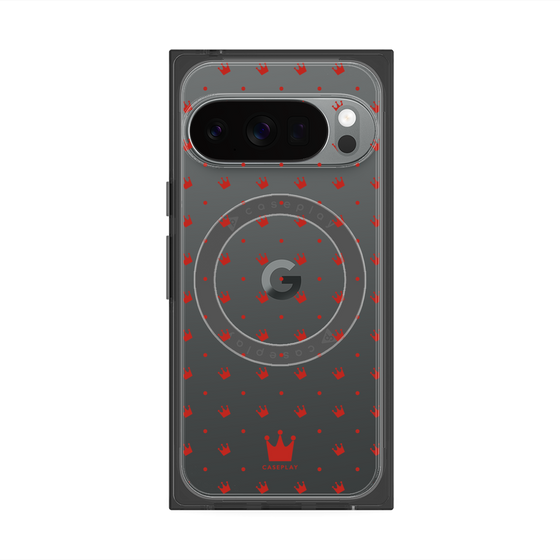 プレミアムスクエアケース with Pixelsnap［ CASEPLAY Crown dots Red - ケースプレイ・クラウン・ドッツ レッド ］