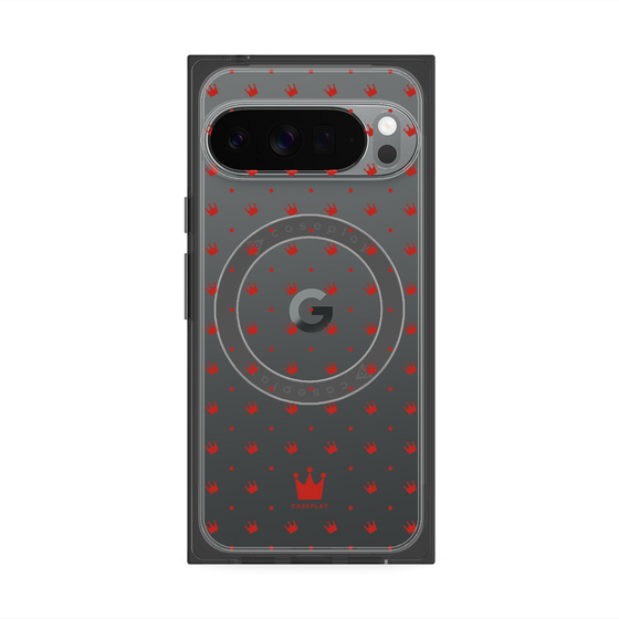 プレミアムスクエアケース with Pixelsnap［ CASEPLAY Crown dots Red - ケースプレイ・クラウン・ドッツ レッド ］