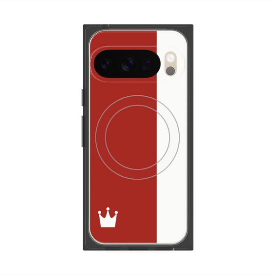 プレミアムスクエアケース with Pixelsnap［ CASEPLAY Bi-Colors Red & White - ケースプレイ・バイカラー レッド＆ホワイト ］