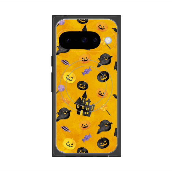 プレミアムスクエアケース with Pixelsnap［ Halloween Party - Orange ］