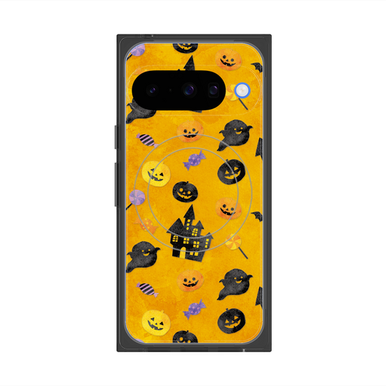 プレミアムスクエアケース with Pixelsnap［ Halloween Party - Orange ］
