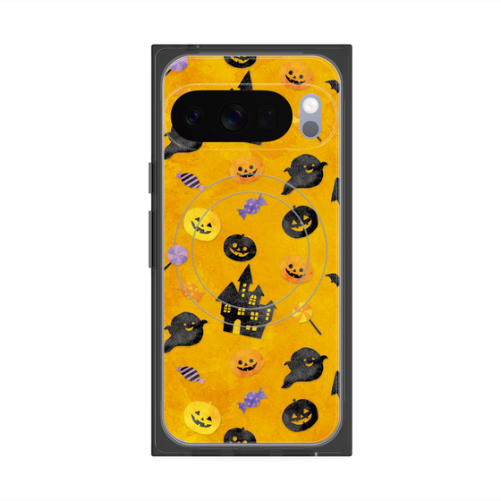 プレミアムスクエアケース with Pixelsnap［ Halloween Party - Orange ］