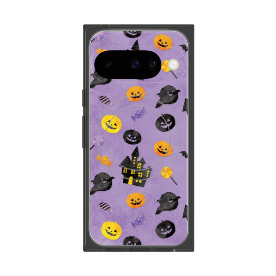 プレミアムスクエアケース with Pixelsnap［ Halloween Party - Purple ］