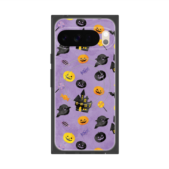 プレミアムスクエアケース with Pixelsnap［ Halloween Party - Purple ］