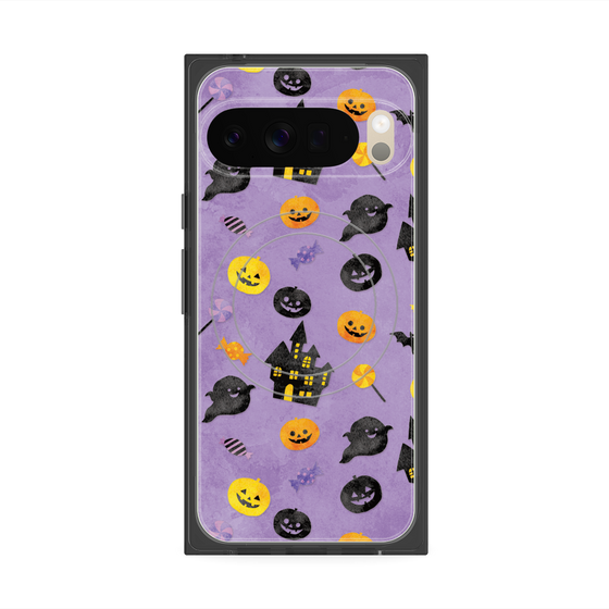 プレミアムスクエアケース with Pixelsnap［ Halloween Party - Purple ］