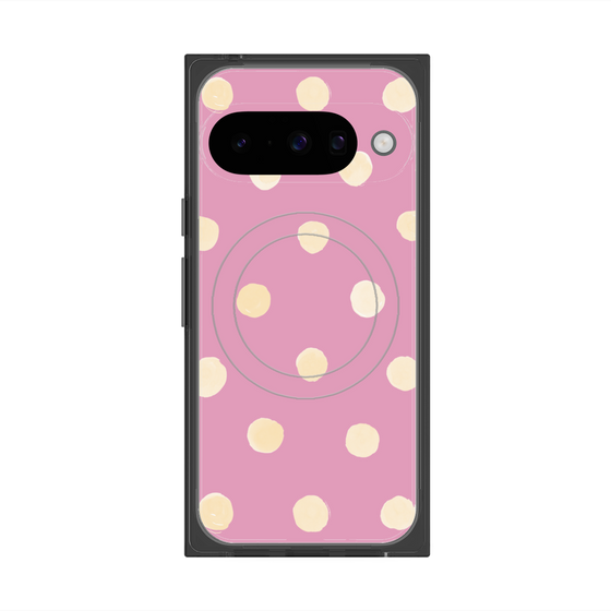 プレミアムスクエアケース with Pixelsnap［ 水彩ドット・レトロカラー - Pink ］