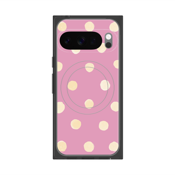プレミアムスクエアケース with Pixelsnap［ 水彩ドット・レトロカラー - Pink ］