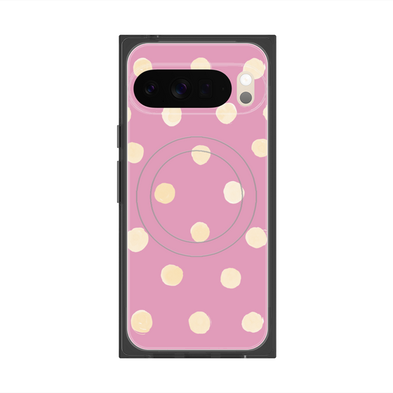 プレミアムスクエアケース with Pixelsnap［ 水彩ドット・レトロカラー - Pink ］