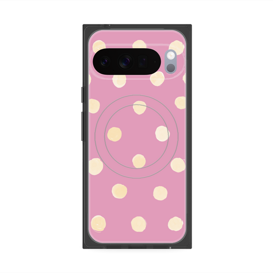 プレミアムスクエアケース with Pixelsnap［ 水彩ドット・レトロカラー - Pink ］